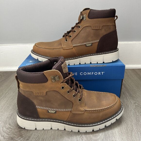 Nunn Bush Karnak Moc Toe Boots Mens 8 Water Resistant Brown Tan 85087-239 NIB
